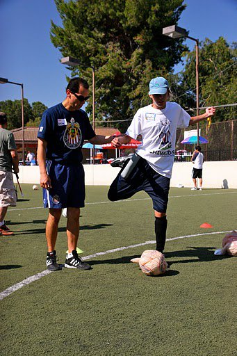 Sebastian hones his soccer skills during our Soccer Clinic for Blind Youth.